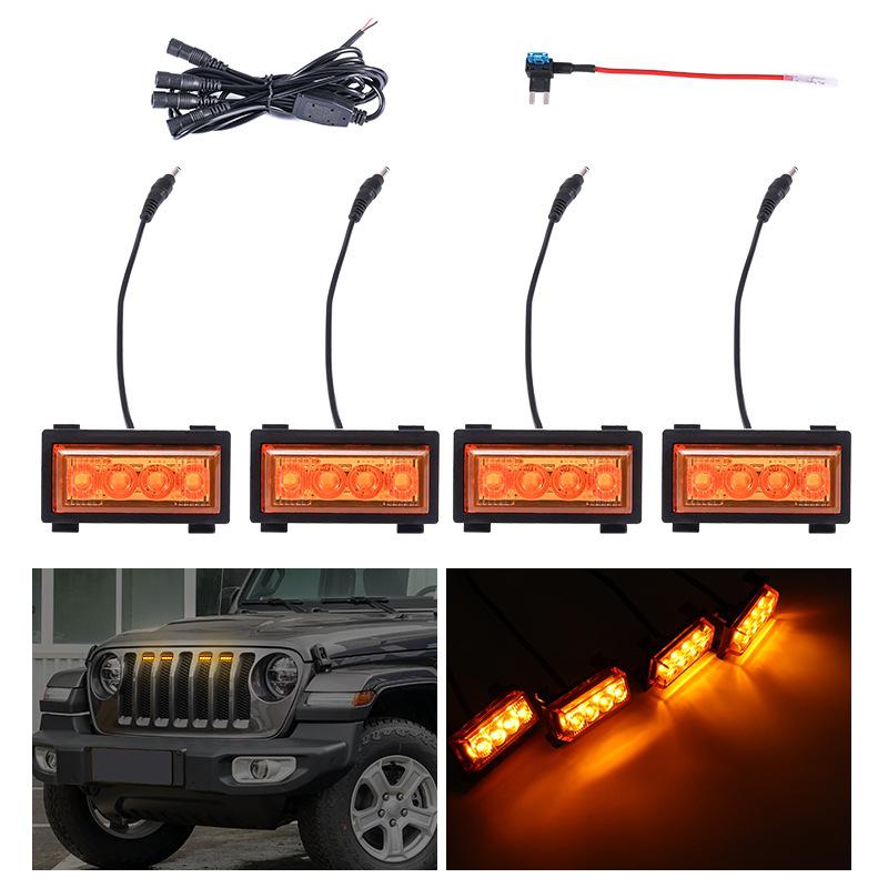 RGB Daytime Running Yellow Grille Light for Jeep Wrangler JL 2018-2023 (App-Compatible)