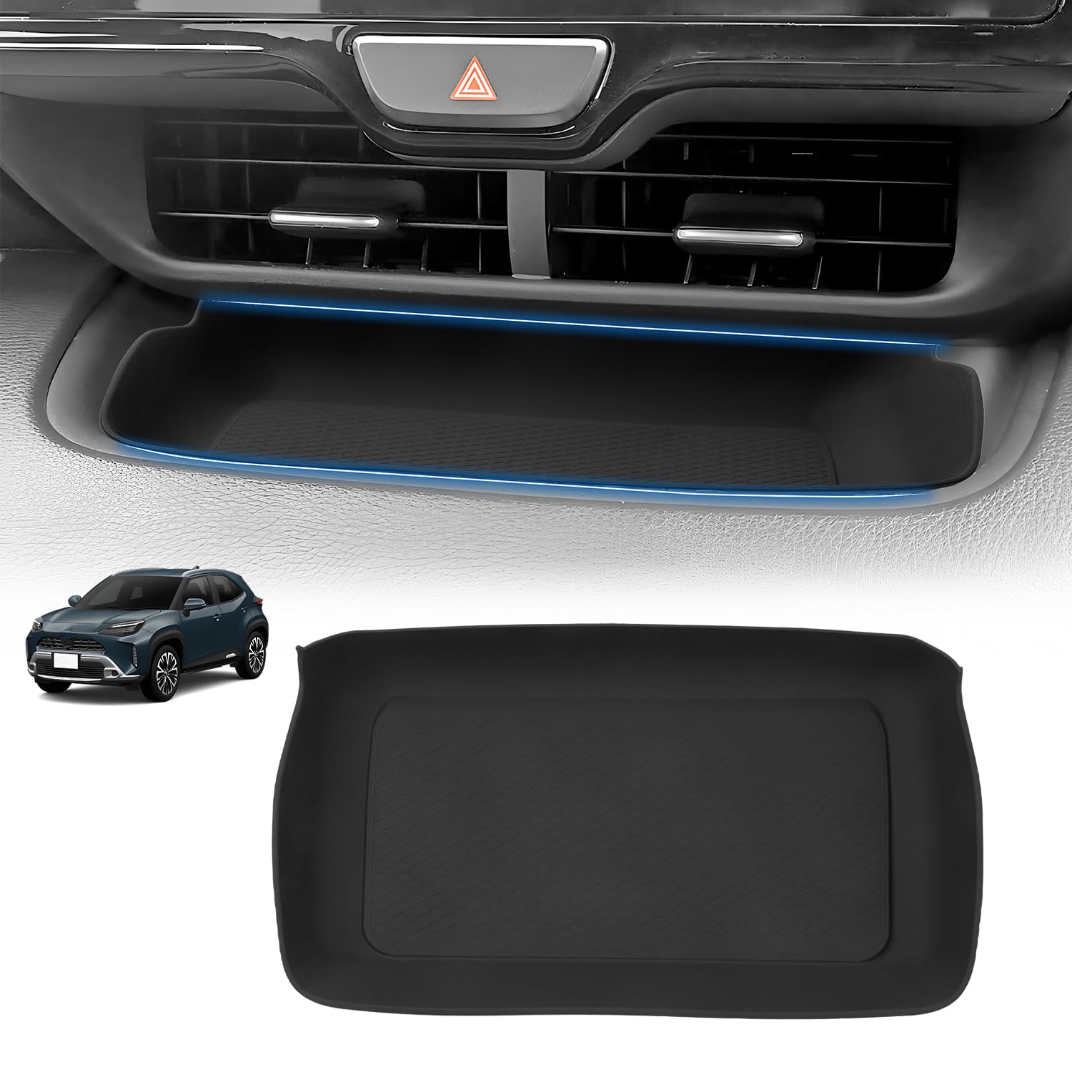 Поддон-органайзер на центральную консоль, открытый коврик-поддон для Toyota Yaris Cross 15, центральная консоль Yaris Cross, отсек для хранения в консоли, аксессуары для мелких предметов в салоне, коврик, чёрный