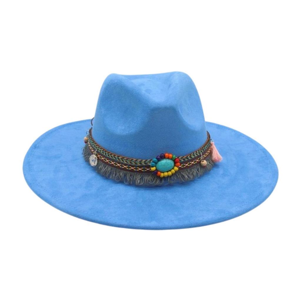 Round Flat Brim French Ethnic Style High-End Top Hat New Stage Jazz Hat Western Cowboy Hat