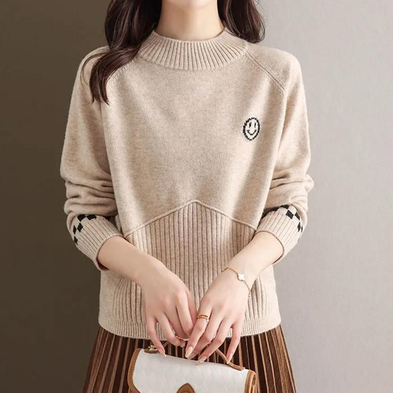 Sweater for Women Autumn Winter Thickened Pullover Warm Knitted Stretchy Long Sleeve Oversize Jumper Tops