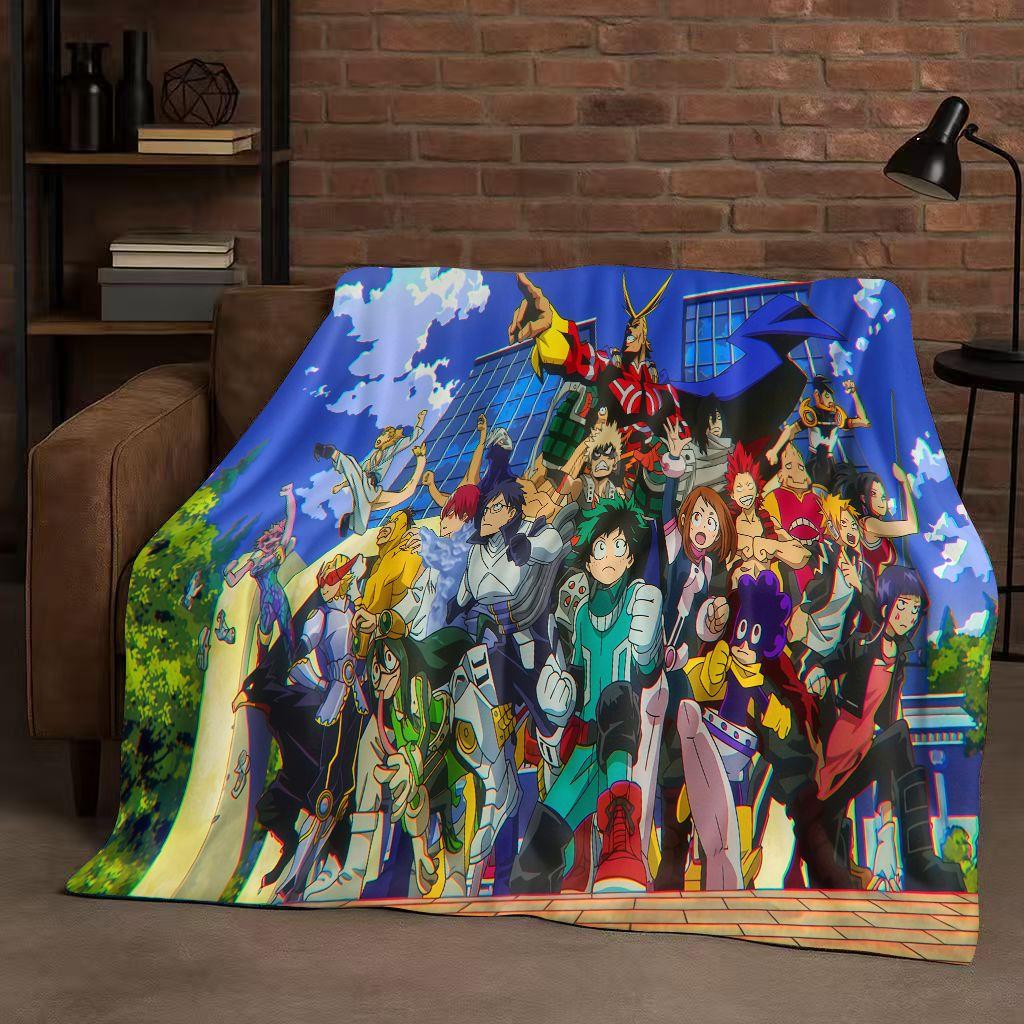HD Anime My Hero Academia Bakugou Deku Cartoon Flannel Blanket,Ultra Soft Warm Plush Throw for Home Bedroom Bed Sofa Cover Kids