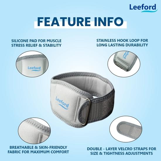 Leeford Polyurethane Tennis Elbow Support Brace Band For Pain Relief (S)-Elbow Support, Adjustable With Compression Pad, Ideal For Men&Women