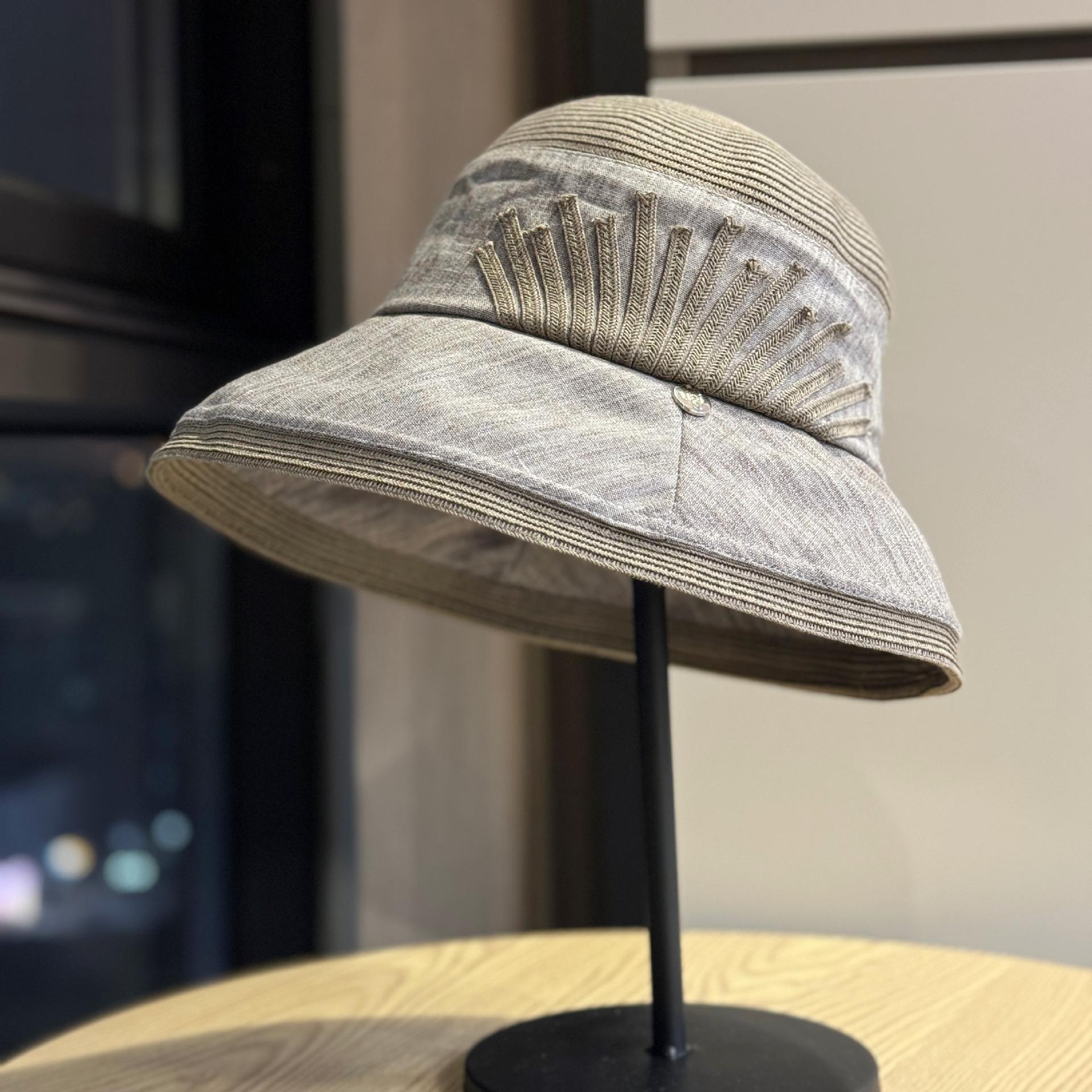 

New casual patchwork versatile summer sun protection hat with a large brim, foldable outdoor sun hat for women Adult54-60Adjustable сірий колір