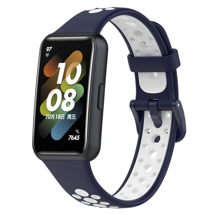 

For Huawei Band 7 / 7 NFC Two-color Breathable Silicone Watch Band For Huawei Band 7 / 7 NFC білий