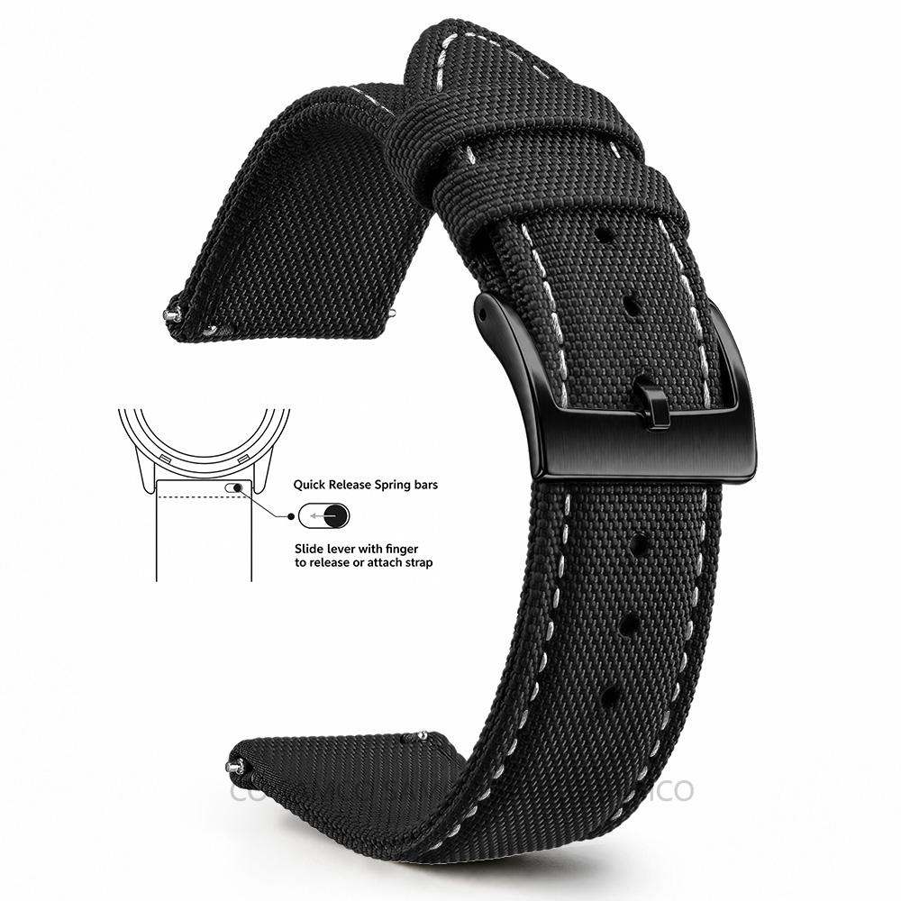 Superior Sailcloth European Watch Bands, Premium Nylon Watch Bands, 18mm 20mm 22mm Quick Release Watch Straps, for Men Women