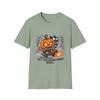 Unisex Softstyle T-Shirt Chibi Pumpkin Skateboard Black Cat Fog Halloween Forest