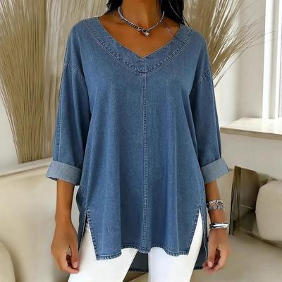 2026 Frühling Europäische & Amerikanische Street Fashion Damen V-Ausschnitt Denim Top