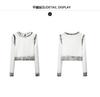 Color Brushing Craft Spicy Girl Short T-shirt Fashionable Spring and Autumn Style Personalized Long-sleeved Round Neck Slim Fit Inner Top