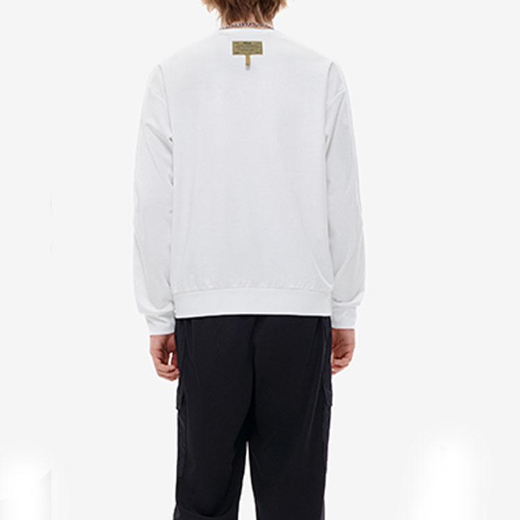 Fila Fusion Large Logo Loose Fit Crewneck Knit Sweatshirt Men sweatshirt White T11M231204FWT