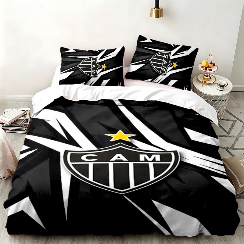 Clube Atletico Mineiro 3pc set Perfect for bedroom use Comfortable bedding set includes a duvet cover and two pillowcases Ideal birthday or Christmas