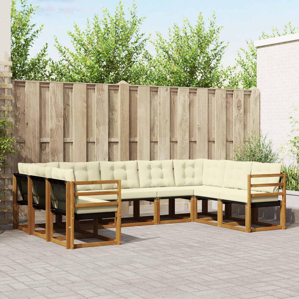 Outdoor Sofa Set with Cushions 9 pcs Natural and Cream