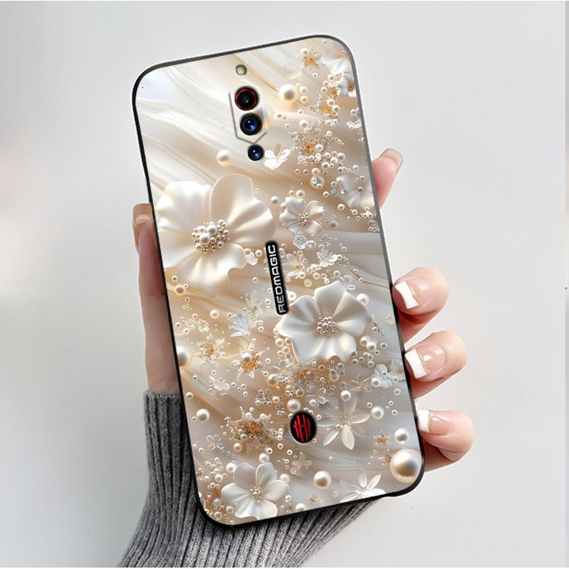 For ZTE Nubia RedMagic 5G Fundas Nubia Red Magic 5S Case Cover Soft Silicone Black Shell Printing Pattern Flower Cartoon Cases