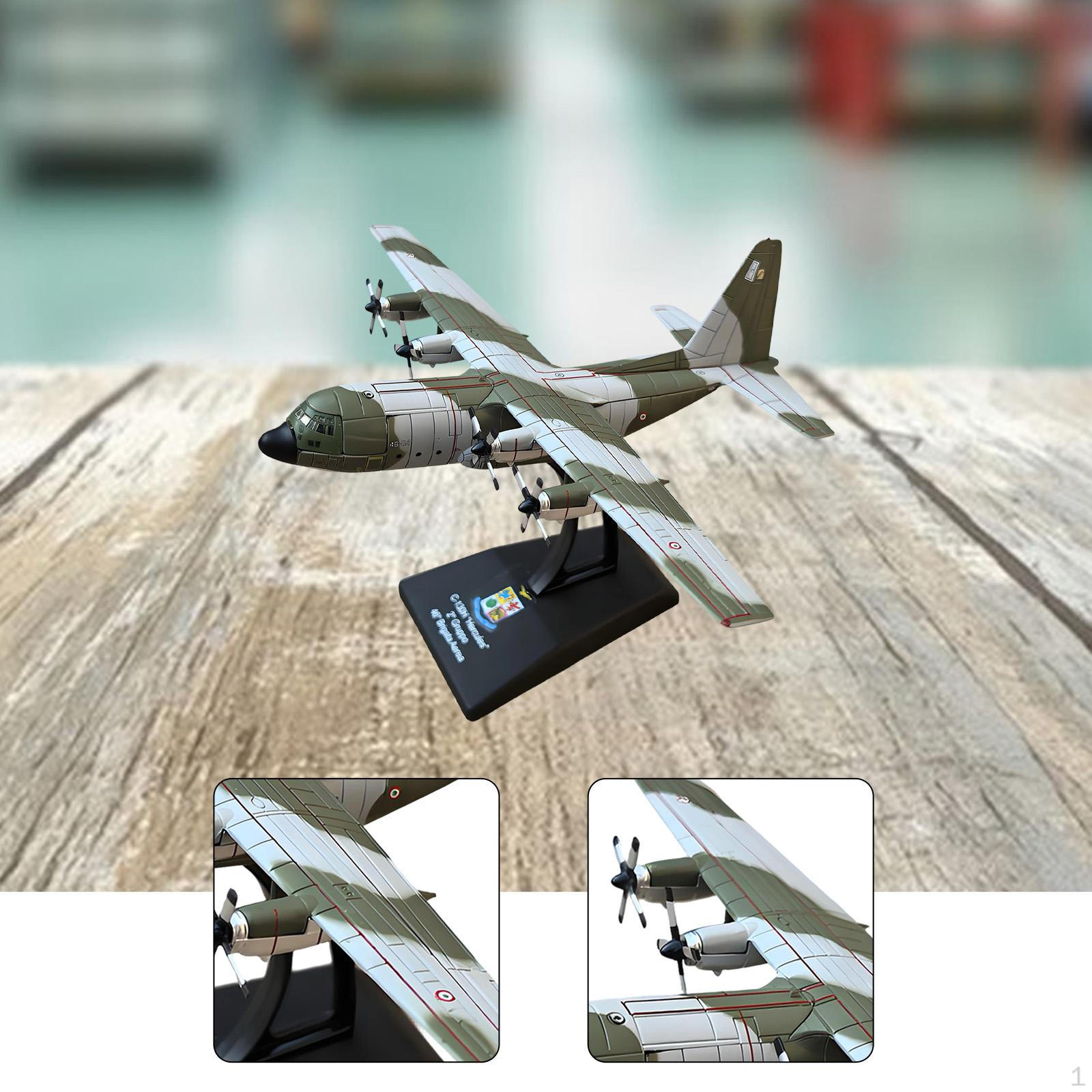 

1:Модель транспортного самолета C-130H 250, Модель истребителя Реалистичная с подставкой Самолет Игрушка для