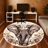 1PC Elephant Flowers Office Round Area Rug, Under Office Chairs Bedroom Living Room Home Decor, Carpet for Office -1110035