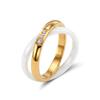 Effie Queen Stainless Steel Metal Ceramic Finger Ring Waterproof Minimalist Texture Dainty Zircon Ring Jewelry Accessories STTR