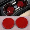 2Pcs Water Cup Holder Slot Mat Drink Bottle Pad Coaster For Car Universal Carbon Fiber Red Non-slip Waterproof