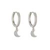 Delicate Silver Cubic Zircon Star & Moon Drop Pendant Hoop Earrings for Women Trendy Wedding Earring Jewelry Gifts