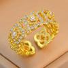 Elegant Floral Rhinestone Zircon Ring for Women - Light Luxury Design