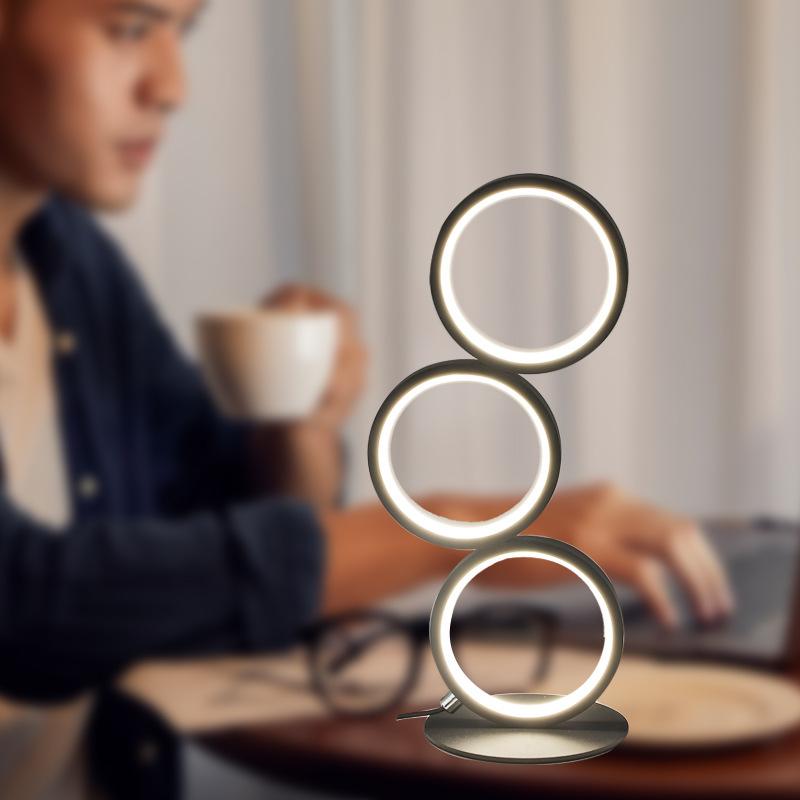 Dimmbare Tischlampe, intelligente Touch-Ring-Nachtlicht, Schlafzimmer, einfache, moderne Wohnzimmerlampe, monochrome Kreis-Schreibtischlampe