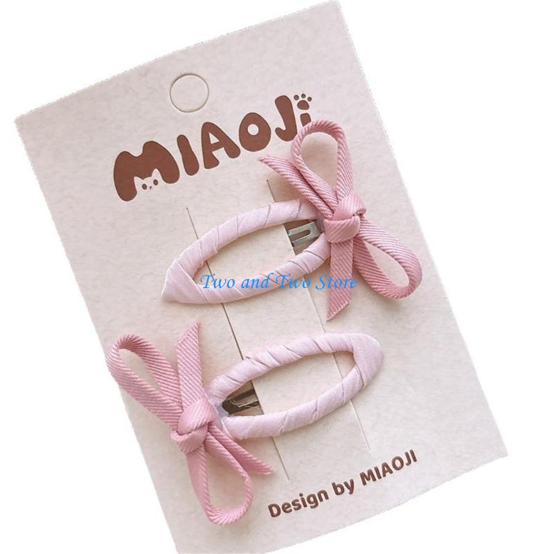 HX6F Soft Fabric Hair Clamps Females Bowknot Barrettes Bright Gentle Not Slip Kids Hair Accessories розовый