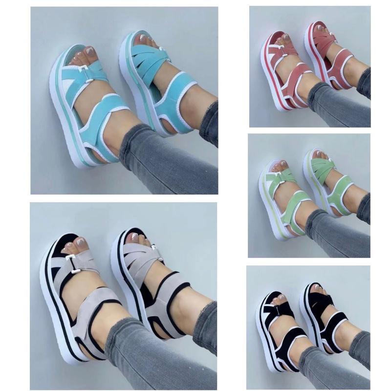 Stylish And Trendy Women's Flip Flops With Magic Tape And Cross Straps