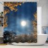 Contemporary Blue Watercolor Floral Shower Curtain Soft Fabric for Bathroom Decorations