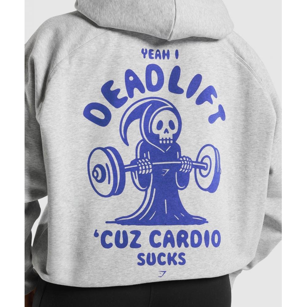 Gymshark Graphic Reaper Oversized Hoodie Light Grey Core Marl B2b7j Gbcn