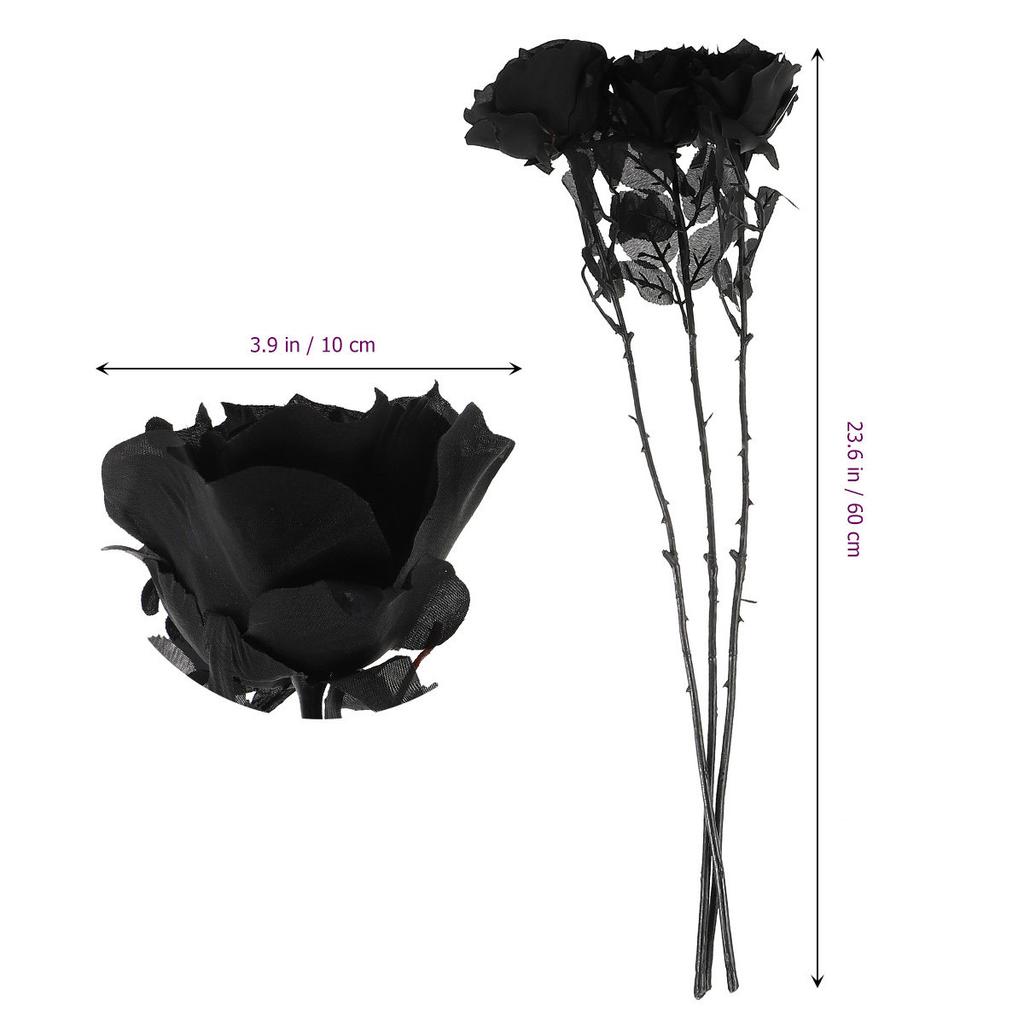 3Pcs Halloween Simulation Rose Decoration Wedding Home Ornament Party Decorative Prop Photo Shooting Background