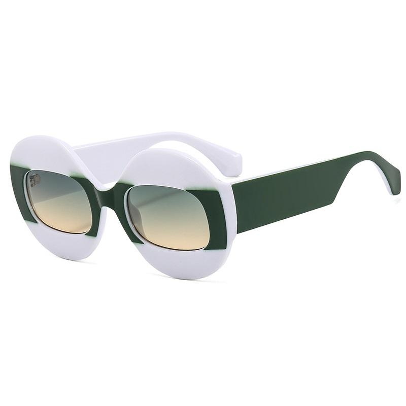 Stylish Round Contrast Color For Ladies Sun Glasses Vintage Oval Clear Gradient Lens Shades UV400 For Gents Trending Punk Sun Glasses