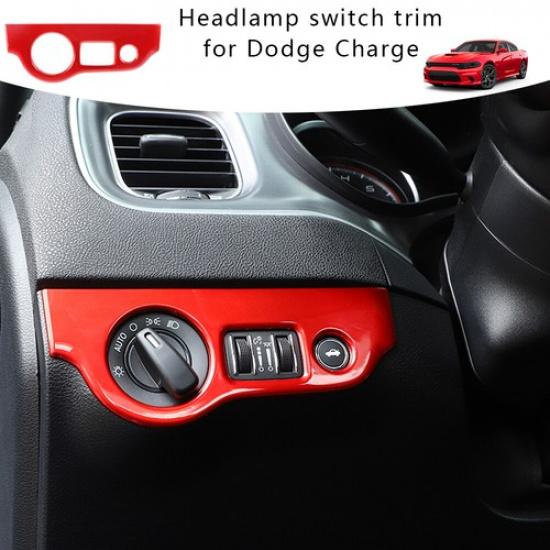 Red Headlight Switch Cover Trim Accessories for Dodge Challenger 15+/Charger 10+