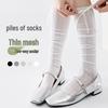 Women's Mesh Ballet Calf Socks: Breathable, Sweet Bow, Japanese-Style Slouch, JK Long Design.