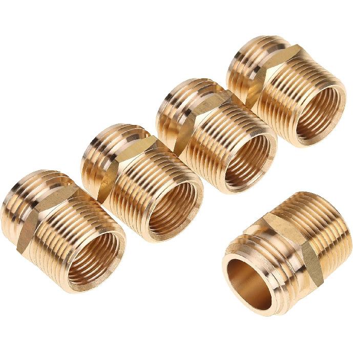 

LTWFITTING 3/4 MHT x 3/4 MIP OR 1/2 FIP Hose Adapter,Brass Garden Hose Fitting(Pack of 5)
