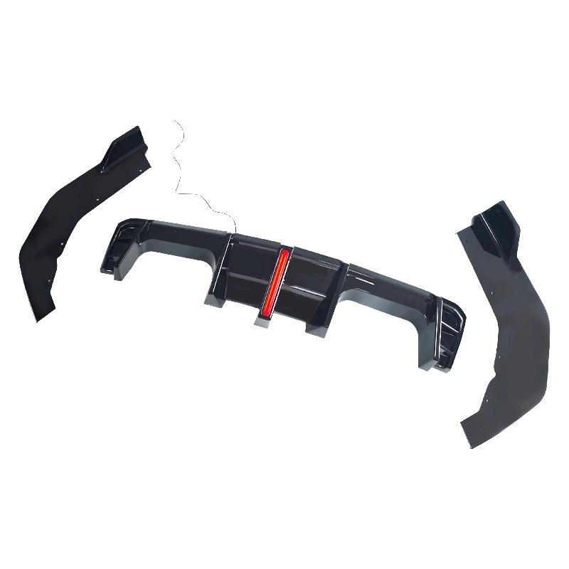 High Quality ABS 3Pcs Car Rear Bumper Diffuser Lip Protector Guard With LED Light Gloss Black For BMW G80 M3 2026 2026 2026 2026