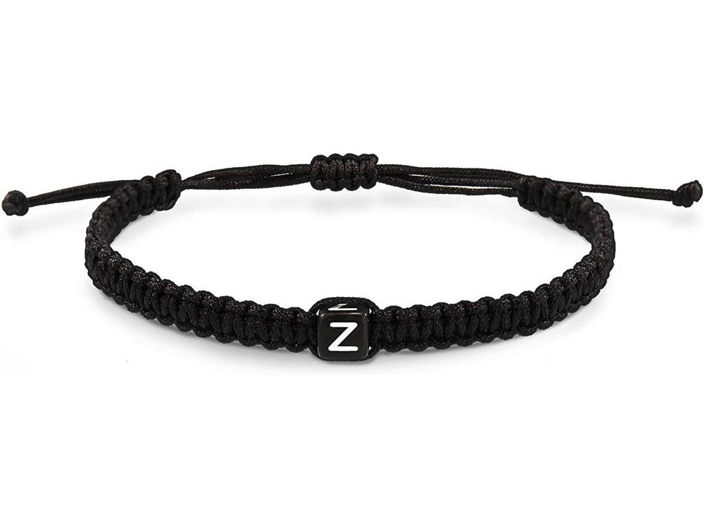 Acrylic Initial Letter Adjustable Woven Bracelet for Couples