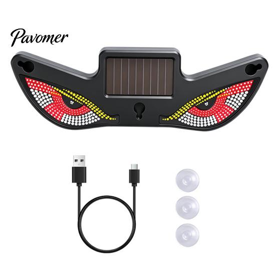 Solar Demon Eye Car Window Light Eyes LED Light, USB Wireless Animated Warning Lights for Windshield Easy Install Atmosphere And Rear Window, 6 Modes