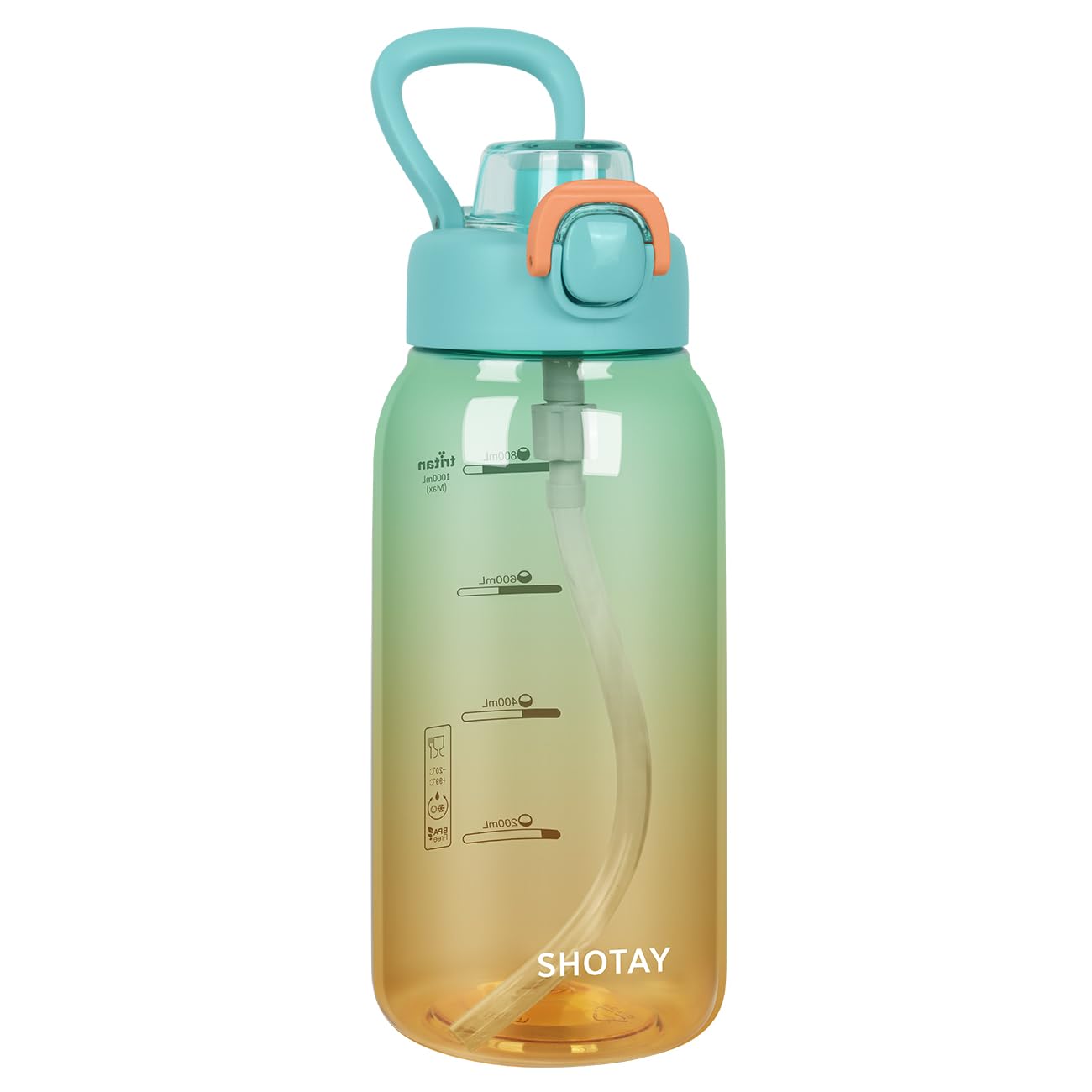 

YTCYKJ Water Bottle, Sports Bottle, Sports Drink Bottle, 1000ml, Gradient Design, Transparent, Stylish, Large Capacity, Ultra-Lightweight, Cold and