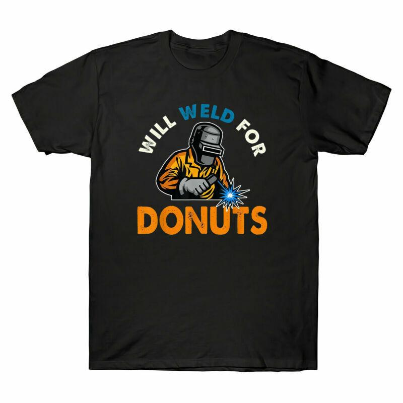 Will Weld for Donuts Costume Funny Welder Welding Gifts Vintage Men T-shirt S