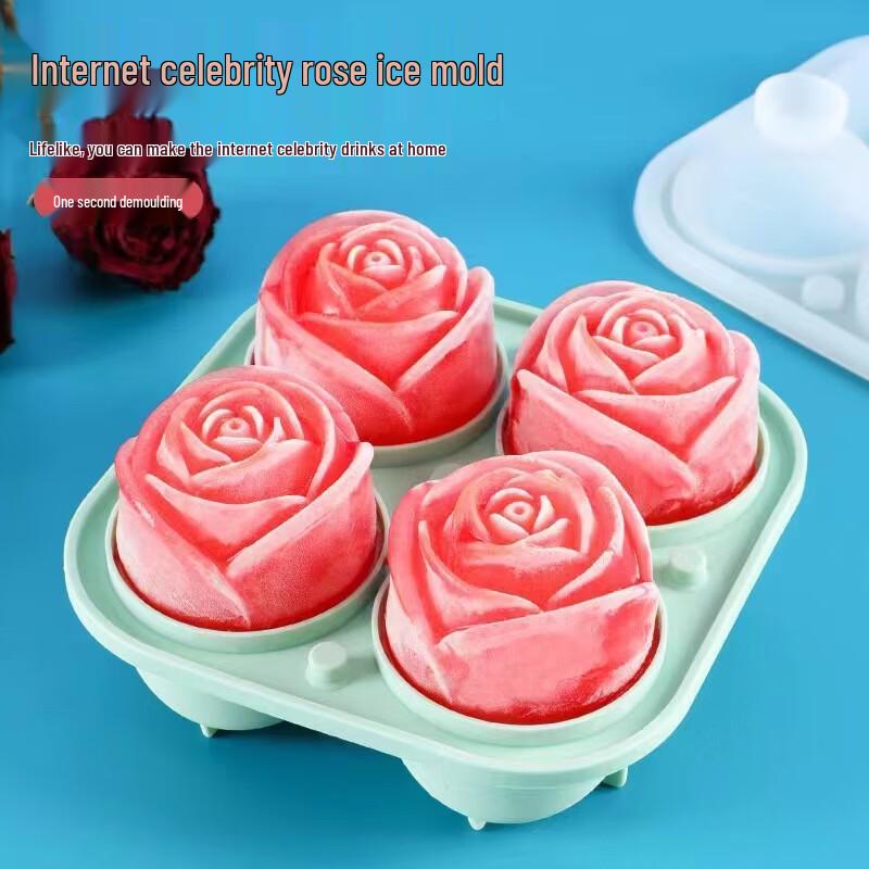 Large Four-Rose Silicone Ice Cube Tray