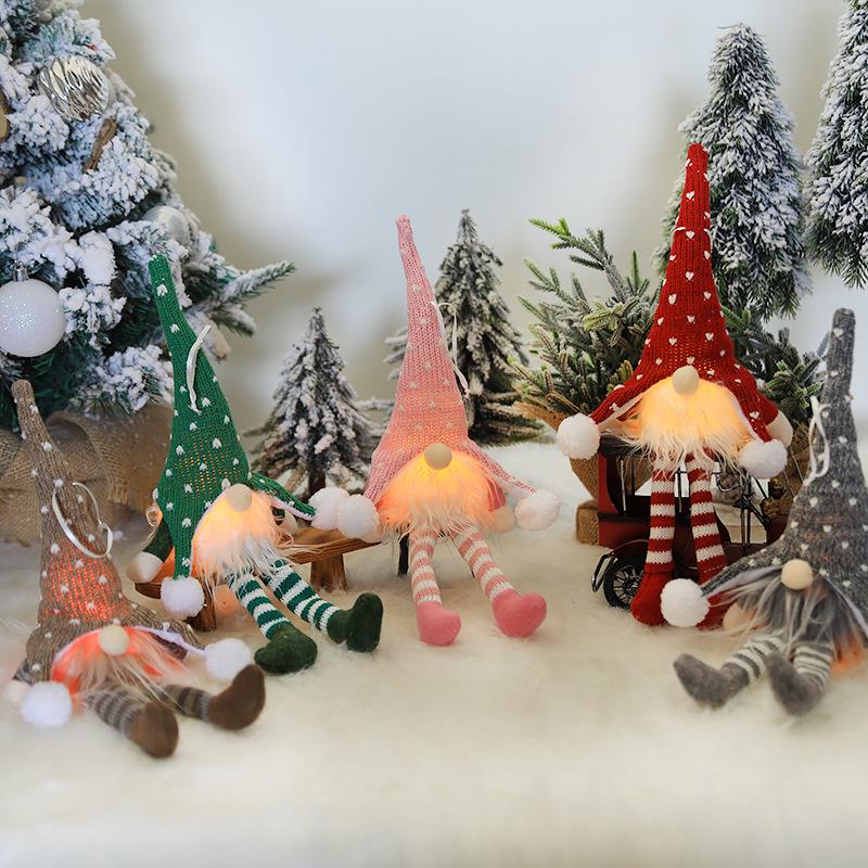 LED-Lit Knitted Forest Elf Christmas Tree Ornament