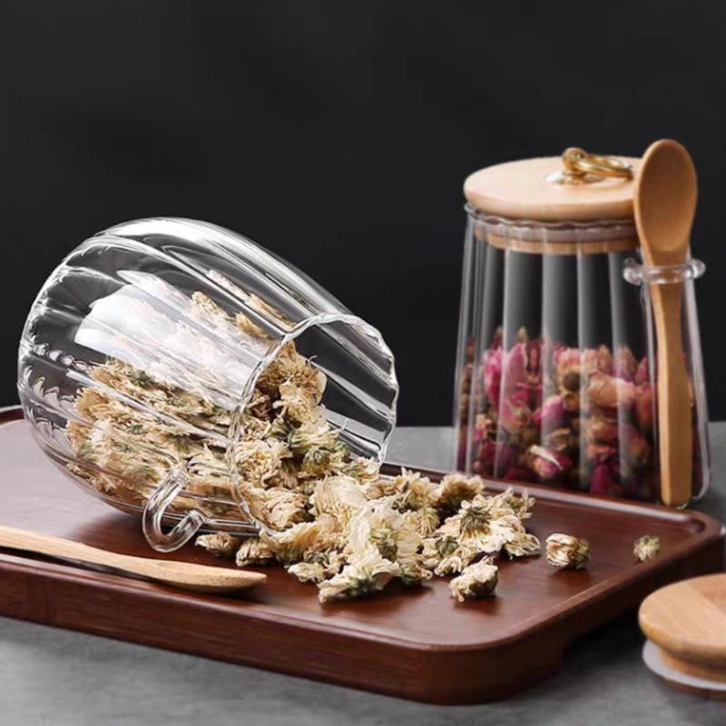 Contenants Alimentaires Hermétiques Pots de Stockage Pot en Verre avec Couvercle et Cuillère Boîte Scellée Boîtes à Sucre Thé Pots à Café Hermétiques Cuisine