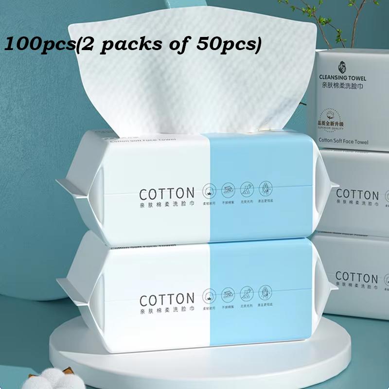 50/100Pcs Extra Thick Disposable Facial Towels - Gentle and Absorbent Cotton Makeup Remover Wipes