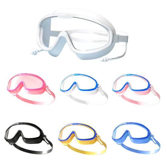 Children Swim Goggles with Earplugs Waterproof No Leakage Anti-Fog UV Protection Boys Girls Wide View Goggles Diving Snorkeling Equipment