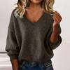 Women's Fashionable Casual Knitted Top Loose-Fit Solid-Colour Long-Sleeved Jumper