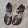 Fashion GKTINOO Genuine Leather Women Sandals Round Toe Summer Shoes Thick Heels Soft Sole Women Shoes 2025 Hollow Mom Sandals