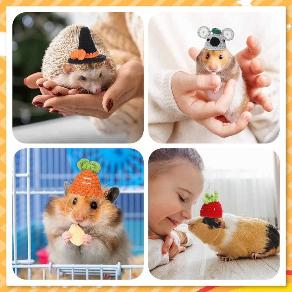 Silkfly 12 Pcs Hamster Hats Mini Hats for Snakes Small Animals Guinea Pig Hamster Clothes for Lizards Bearded Dragons Holiday Party Costume