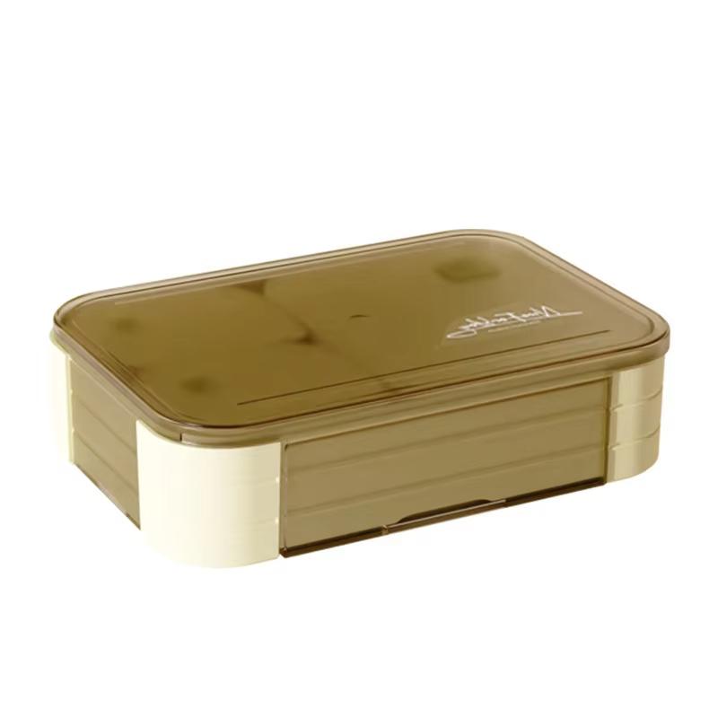 

1pc Adult Leak Proof Lunch Bentos Box Sealed 3 Parts Large Capacity Container Microwave & Dishwasher Safe for Works & Travel