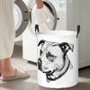 Minimalist Line Pitbull With Blue Eyes Foldable Laundry Baskets Dirty Clothes Toys Storage Basket Large Waterproof Box