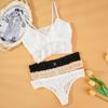 Set Di Biancheria Intima Di Pizzo Per Donna – 3 Pezzi Con Reggiseno E Collant, Trasparente, Rosso, Taglia Unica - 2