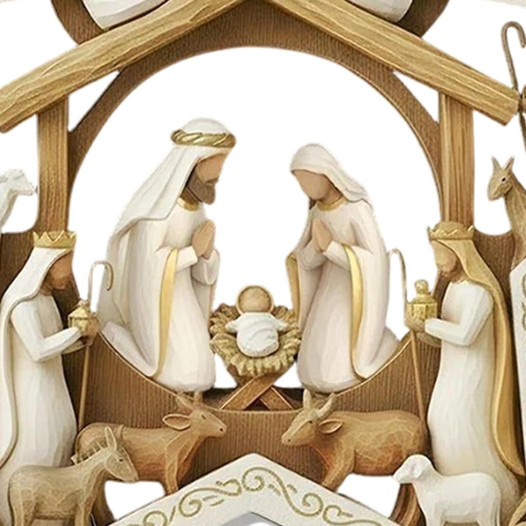 Christmas Tree Ornament 2D Flat Hangable Winter Holiday Christmas Decoration Acrylic Nativity Scene for Mantel Windowsill Door