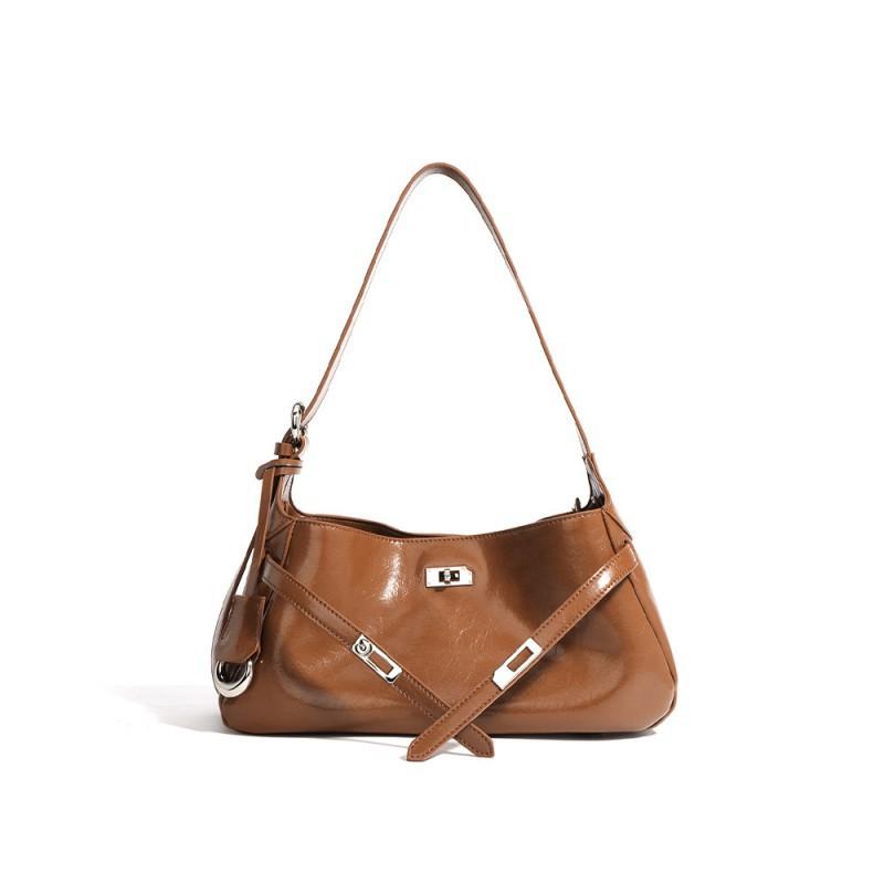 

Oil Wax Cowhide Shoulder Bag Women s Versatile Commuting Leather Handbag High-end Fashion Trend Dumpling Crossbody 30x11x14cm